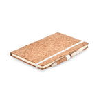 Branded A5 Cork Notebook with Pen in Gift Box in Brown