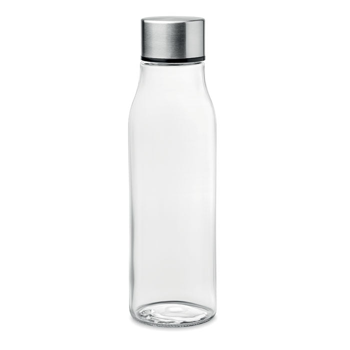 Branded glass bottle with steel lid, 500ml