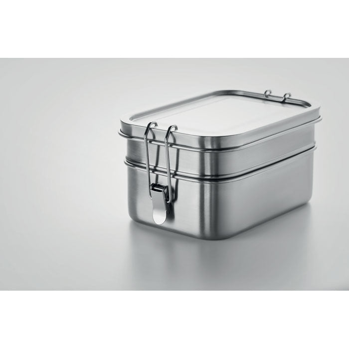 Branded 2 Compartment Stainless Steel Lunch Box 1200ml without branding