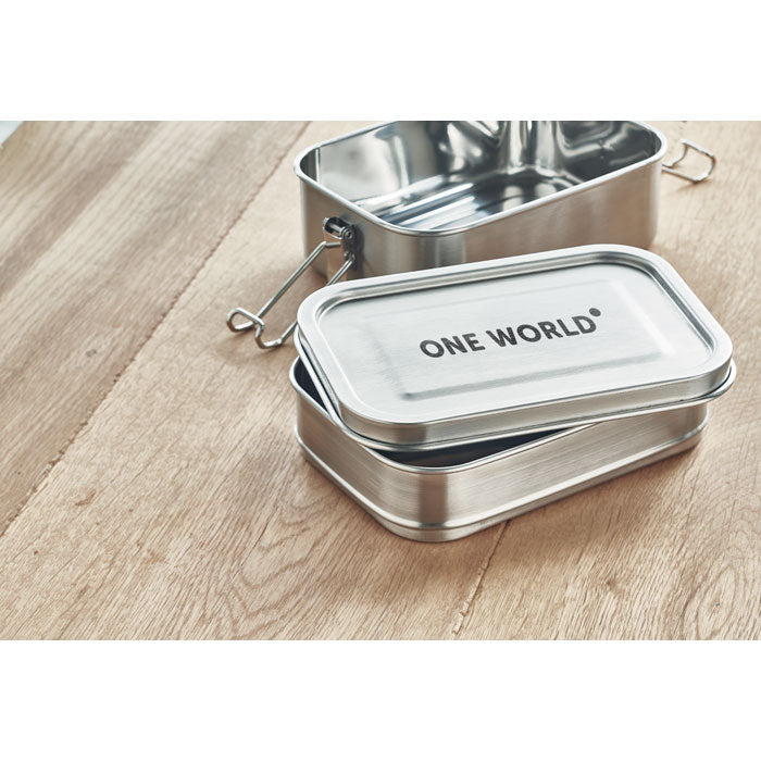 Branded 2 Compartment Stainless Steel Lunch Box 1200ml in use