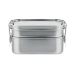 Branded 2 Compartment Stainless Steel Lunch Box 1200ml without branding