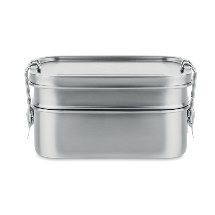 Branded 2 Compartment Stainless Steel Lunch Box 1200ml without branding