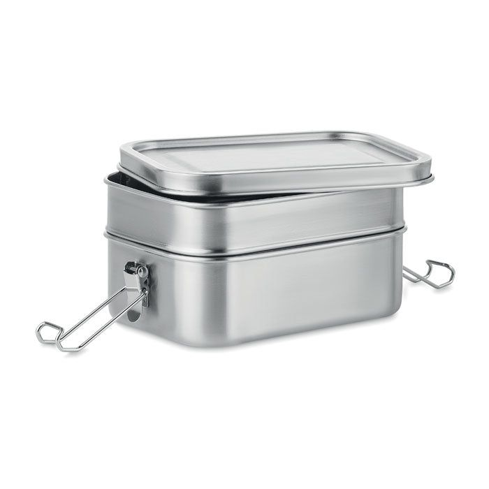 Branded 2 Compartment Stainless Steel Lunch Box 1200ml without branding