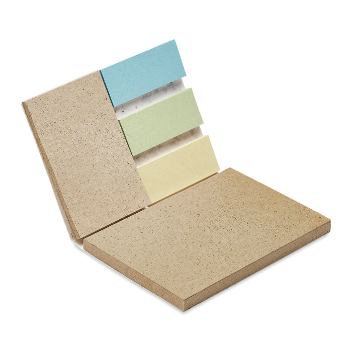 Branded Soft Cover Grass Paper Memo Set without branding