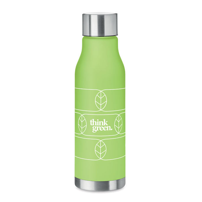 Branded Frosted RPET Bottle with Steel Cap in Green