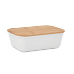 Branded Lunch Box with Bamboo Lid in White