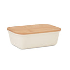 Branded Lunch Box with Bamboo Lid in Brown