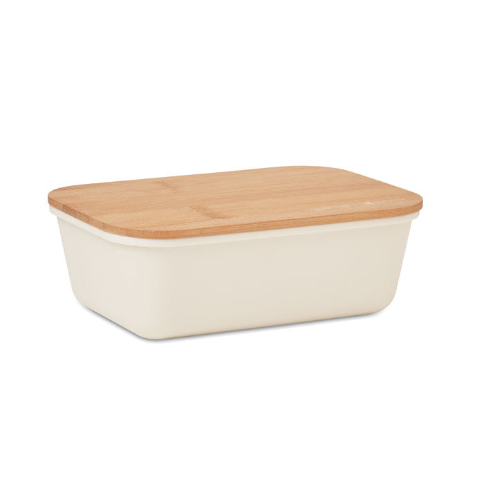 Branded Lunch Box with Bamboo Lid in Brown