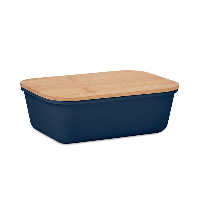 Branded Lunch Box with Bamboo Lid in Blue