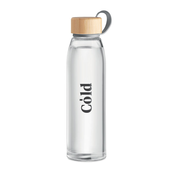 Branded Glass Bottle with Bamboo Lid and TPU Holder