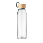 Branded glass bottle with bamboo lid and TPU holder