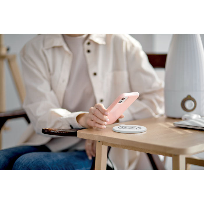 Branded Recycled ABS Wireless Charger 10W in use