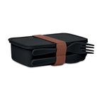 Branded PP Lunch Box with Cutlery in Black