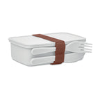 Branded PP Lunch Box with Cutlery in White