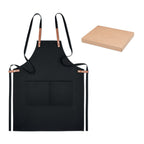 Branded Organic Cotton Canvas Apron 340gsm in Gift Box in Black