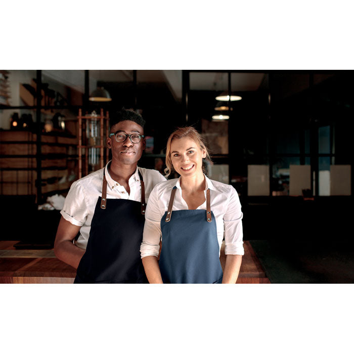 Branded Organic Cotton Canvas Apron 340gsm in Gift Box in use