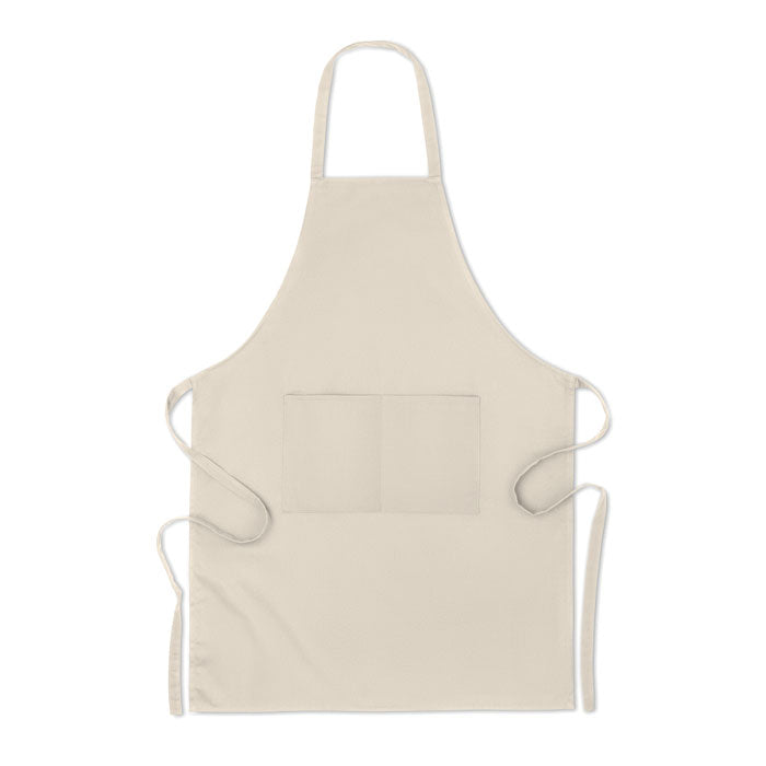 Branded Organic Cotton Kitchen Apron in Natural 200gsm without branding