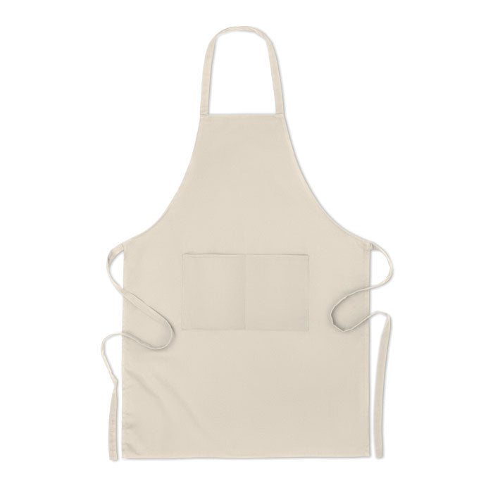 Branded Organic Cotton Kitchen Apron in Natural 200gsm