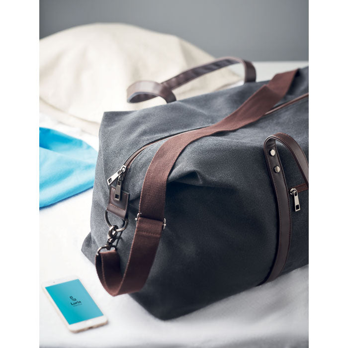 Branded Weekend Bag in Canvas 450gsm in use