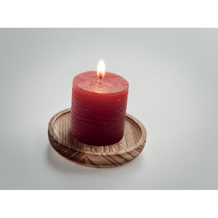 Branded Candle on Round Wooden Base without branding
