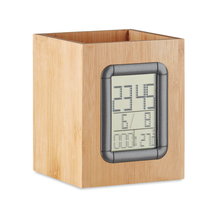 Bamboo Pen Holder and Digital Calendar