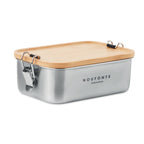 Branded Stainless Steel Lunch Box with Bamboo Lid 750ml