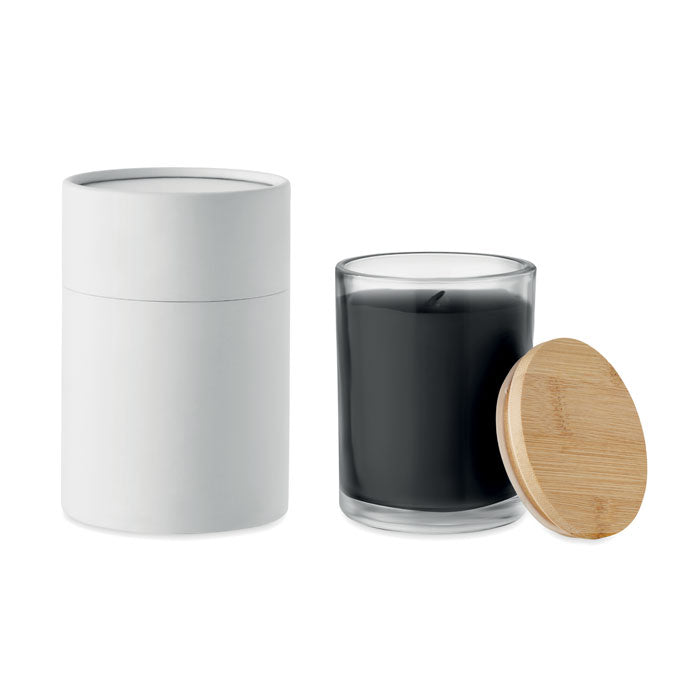 Branded Vanilla Candle in Glass with Bamboo Lid without branding