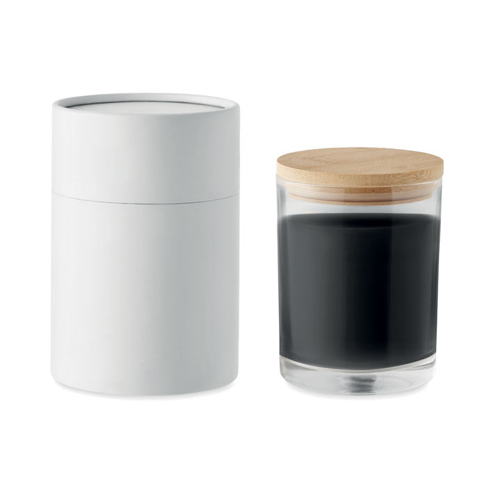 Branded Vanilla Candle in Glass with Bamboo Lid