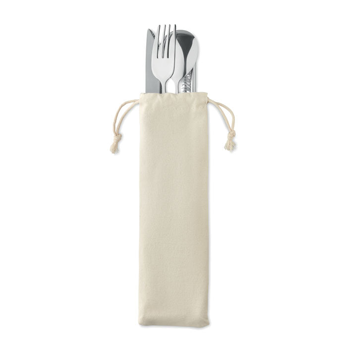 Branded Stainless Steel Cutlery Set with Straw without branding