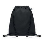 Branded Organic Cotton Drawstring Bag in Black