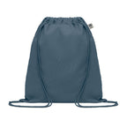 Branded Organic Cotton Drawstring Bag in Blue