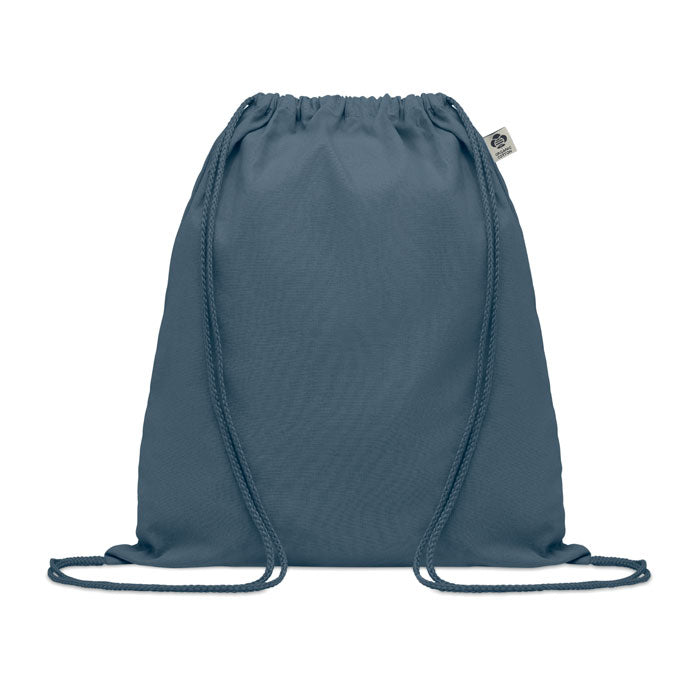 Branded Organic Cotton Drawstring Bag in Blue