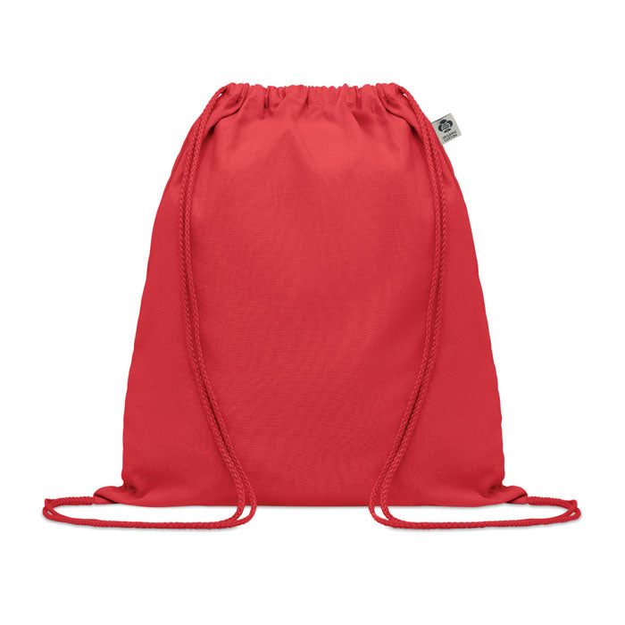Branded Organic Cotton Drawstring Bag in Red