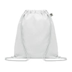 Branded Organic Cotton Drawstring Bag in White