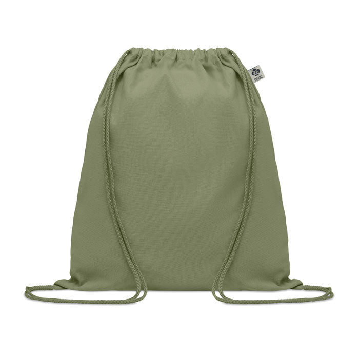 Branded Organic Cotton Drawstring Bag in Green