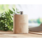 Branded Bamboo Finish Slim Hip Flask 170ml in use