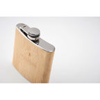 Branded Bamboo Finish Slim Hip Flask 170ml without branding