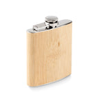 Branded Bamboo Finish Slim Hip Flask 170ml