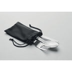 Branded 3 Piece Stainless Steel Camping Cutlery Set without branding