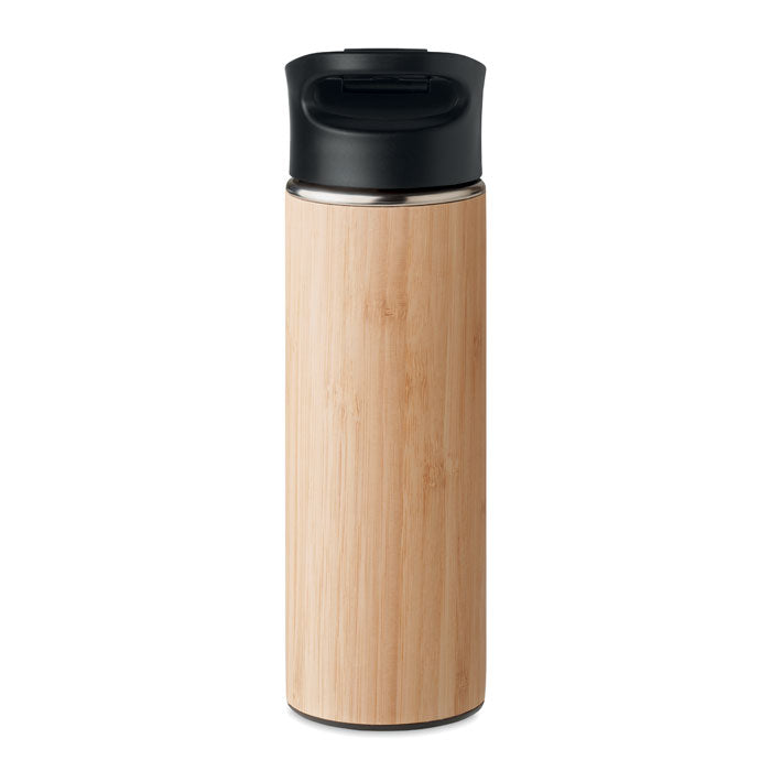 Branded Vacuum Flask with Bamboo Cover without branding