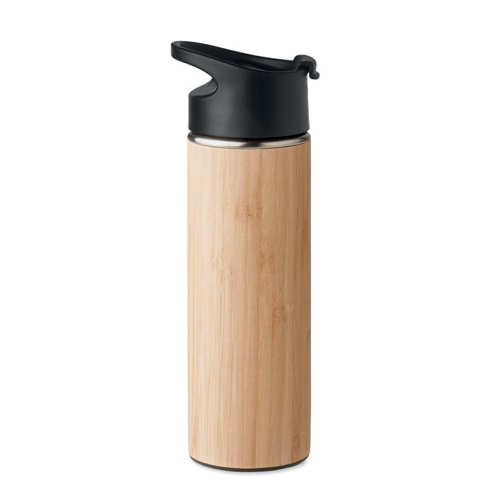 Branded Vacuum Flask with Bamboo Cover without branding