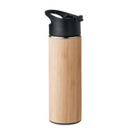 Branded vacuum flask with bamboo cover