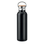Branded Vacuum Flask with Bamboo Lid - 750ml in Black