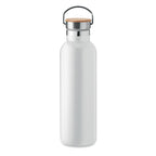 Branded Vacuum Flask with Bamboo Lid - 750ml in White