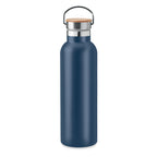 Branded Vacuum Flask with Bamboo Lid - 750ml in Blue