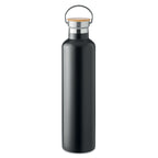 Branded Vacuum Flask with Bamboo Lid - 1L in Black