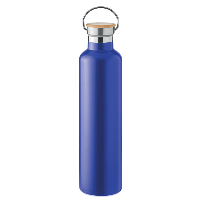 Branded vacuum flask with bamboo lid, 1L