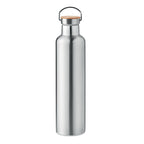 Branded Vacuum Flask with Bamboo Lid - 1L in Silver