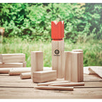Branded Pinewood Outdoor Throwing Game in use