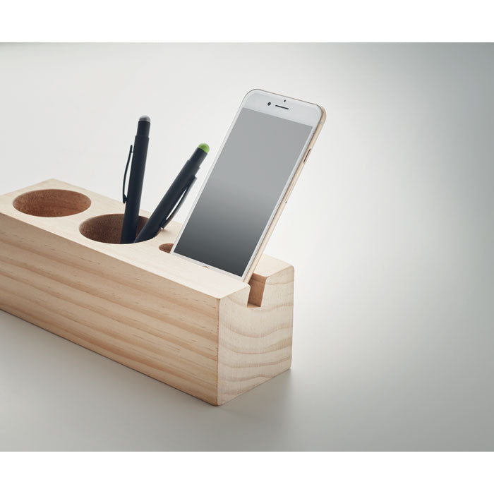 Branded Wooden Desk Stand with Clover Seeds without branding